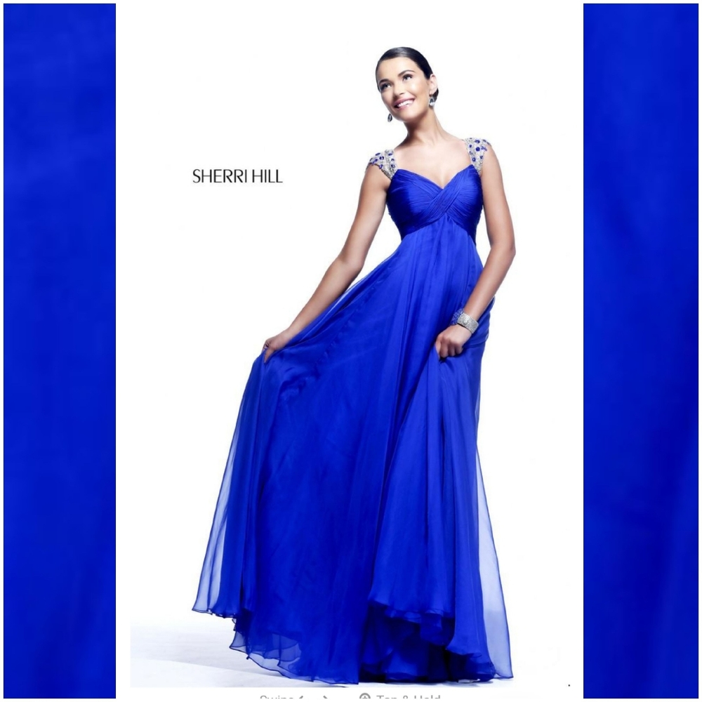 NWT Sherri hill royal blue beaded gown NWT